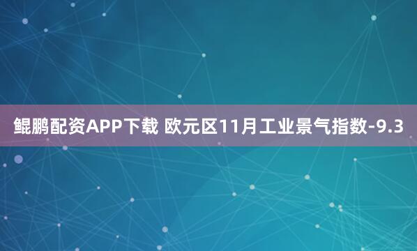 鲲鹏配资APP下载 欧元区11月工业景气指数-9.3