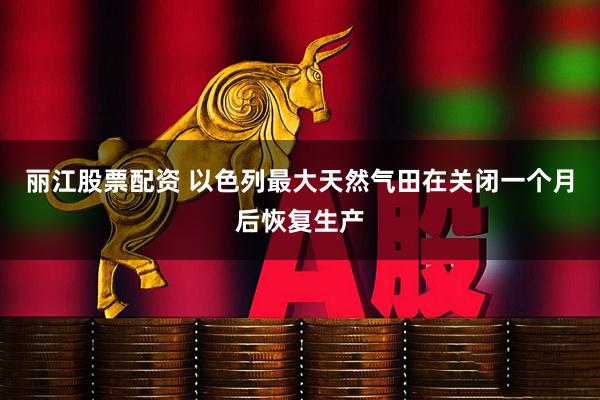 丽江股票配资 以色列最大天然气田在关闭一个月后恢复生产